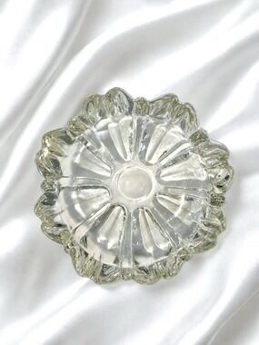 Vintage Clear Pressed Glass Ashtray Flower Petal Design 3.75 Inch